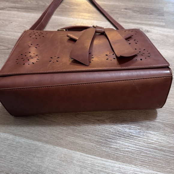 Ecosusi Leather Laptop Messenger Bag Briefcase Satchel Work Brown Bow - Picture 5 of 13